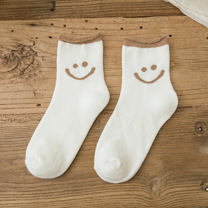 Lunesouri - Chaussettes En Coton Mignonnes Avec Des Visages Souriants (5 PCs)