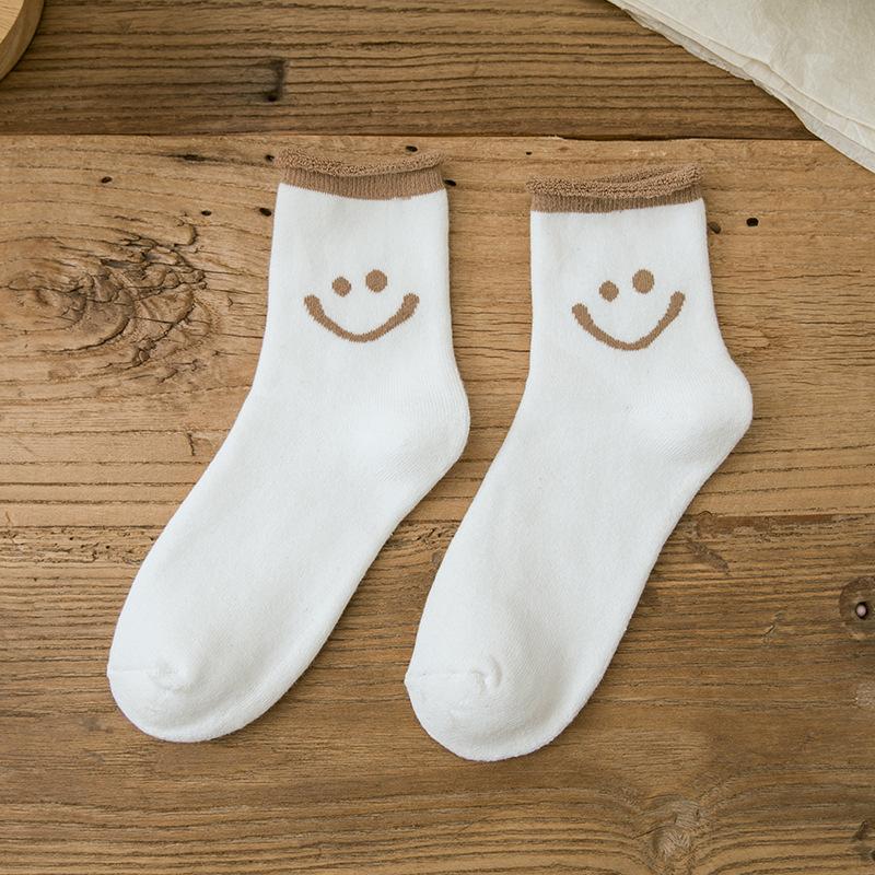 Lunesouri - Chaussettes En Coton Mignonnes Avec Des Visages Souriants (5 PCs)