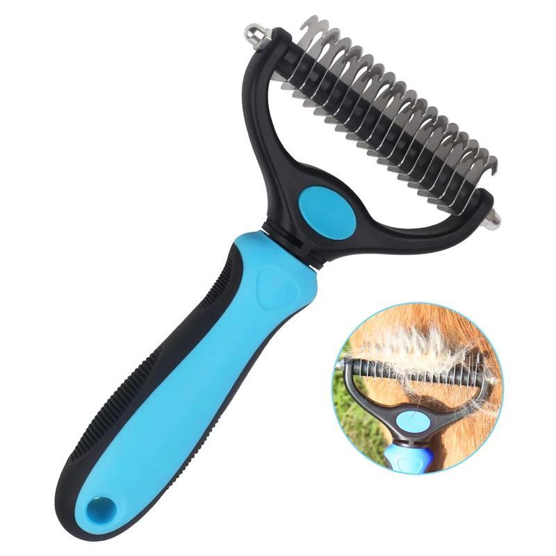 Lunesouri - Brosse de toilettage pour animaux de compagnie bleu petit