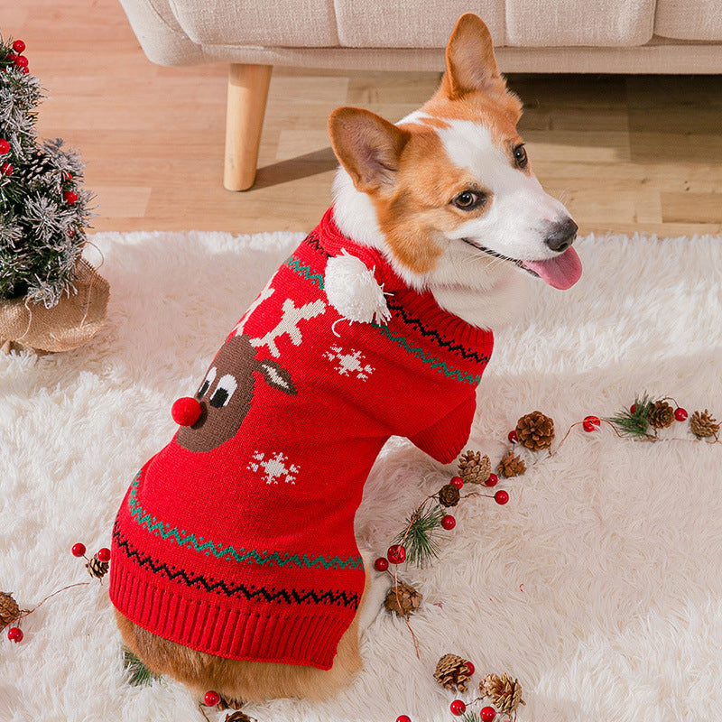 Lunesouri - Vêtements chauds de Noël pour animaux de compagnie Reouge