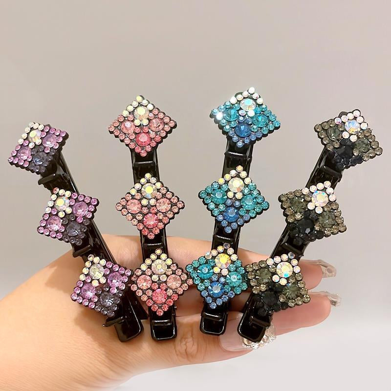 Lunesouri - Épingles à cheveux colorées en cristal avec strass 1 jeu (4 couleurs)