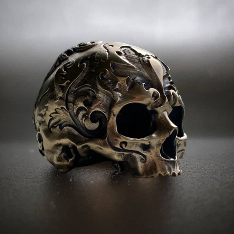 Bague tête de mort sculptée