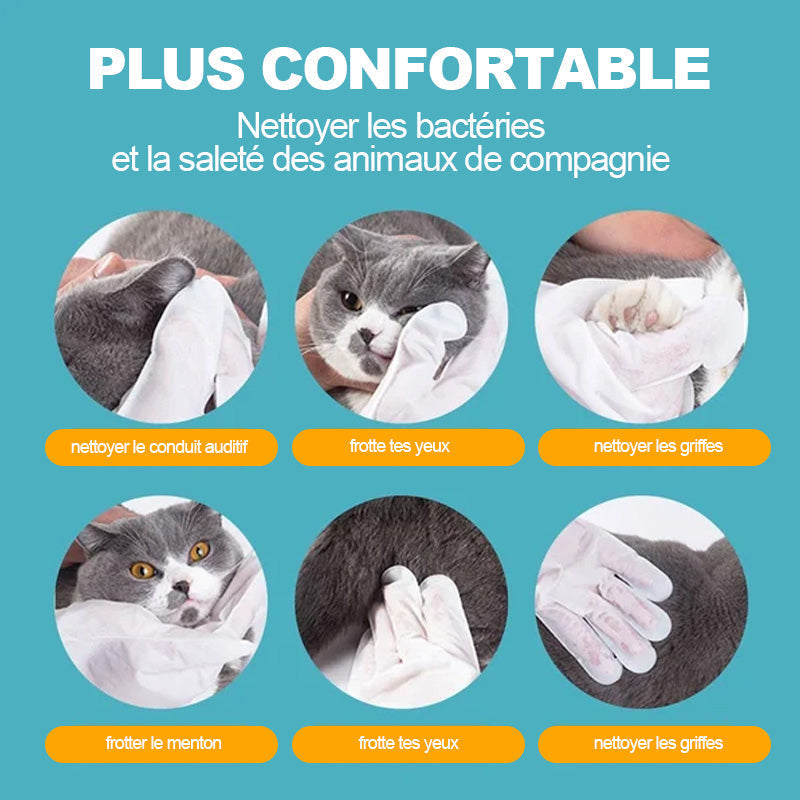 Lunesouri - Lingettes pour gants de toilettage pour animaux de compagnie