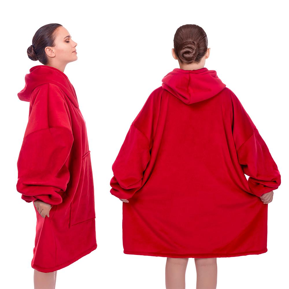 Lunesouri - Couverture à capuche confortable Sweat-shirt surdimensionné pour adultes et enfants Rouge