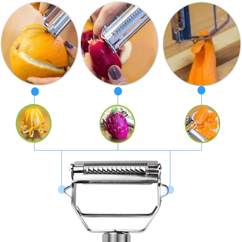 Lunesouri - Éplucheur Râpe Multifonction en Acier Inoxydable pour Fruits et Légumes