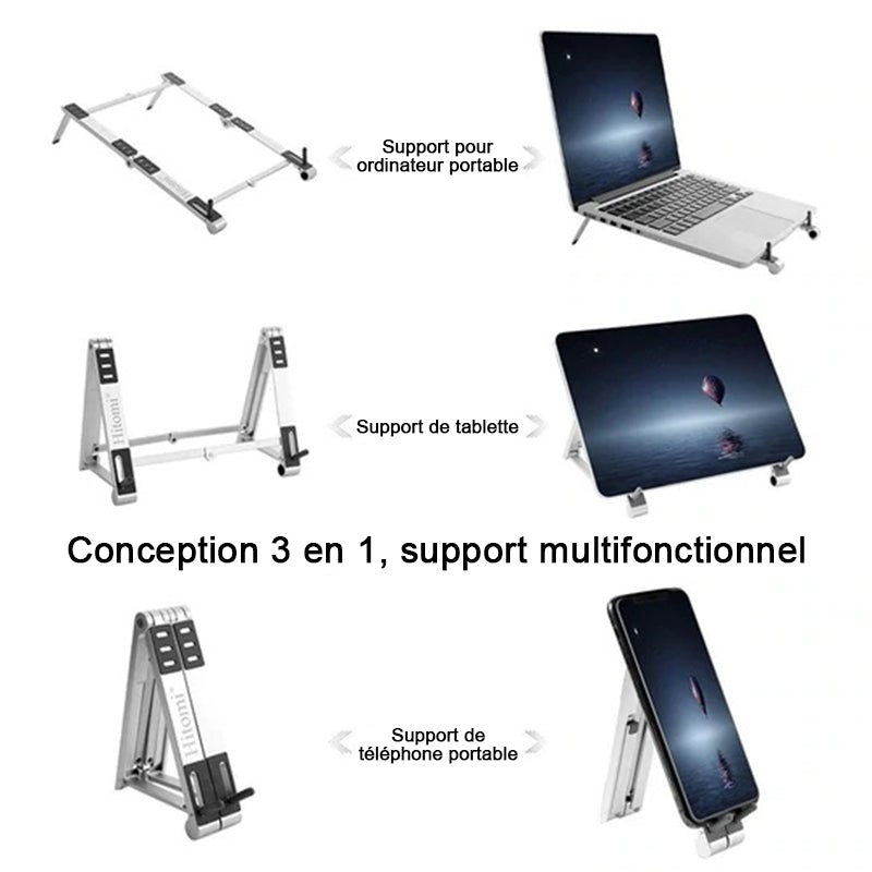 Lunesouri - Support multifonctionnel 3-en-1 pour ordinateur portable Pad Phone