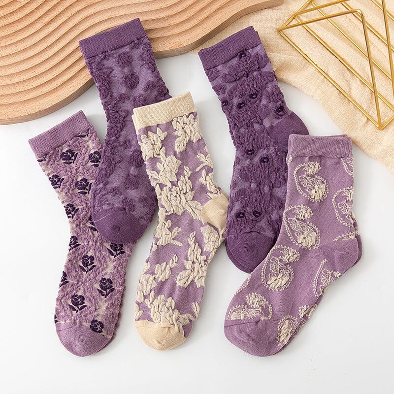 Lunesouri - Chaussettes en Coton à Fleurs pour femmes (10 paires)