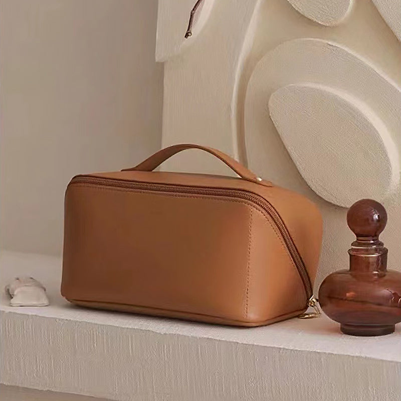 Lunesouri - Sac De Rangement Cosmétique De Voyage Portable En PU Marron