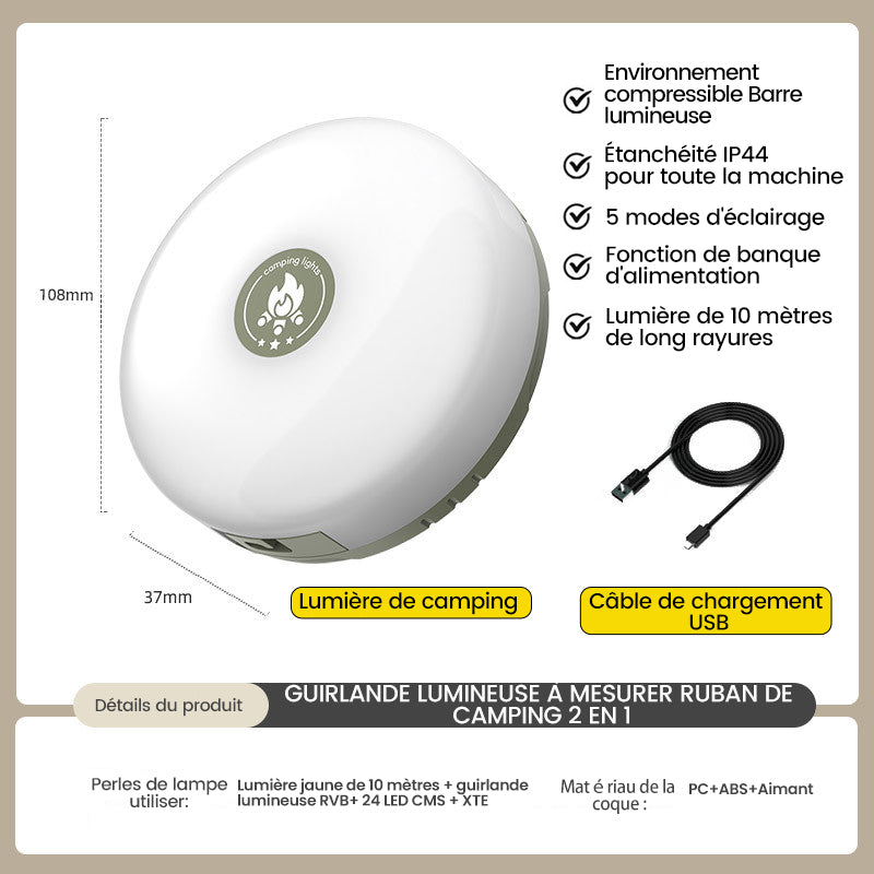 Lunesouri - Guirlande lumineuse escamotable portative imperméable extérieure